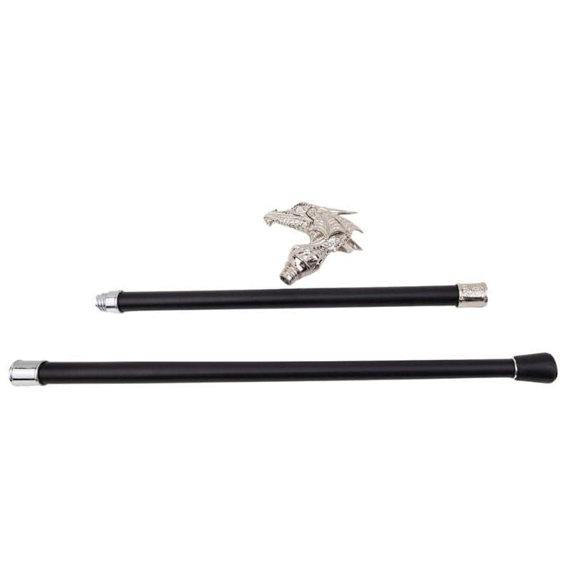 Canne Pommeau Dragon en Argent