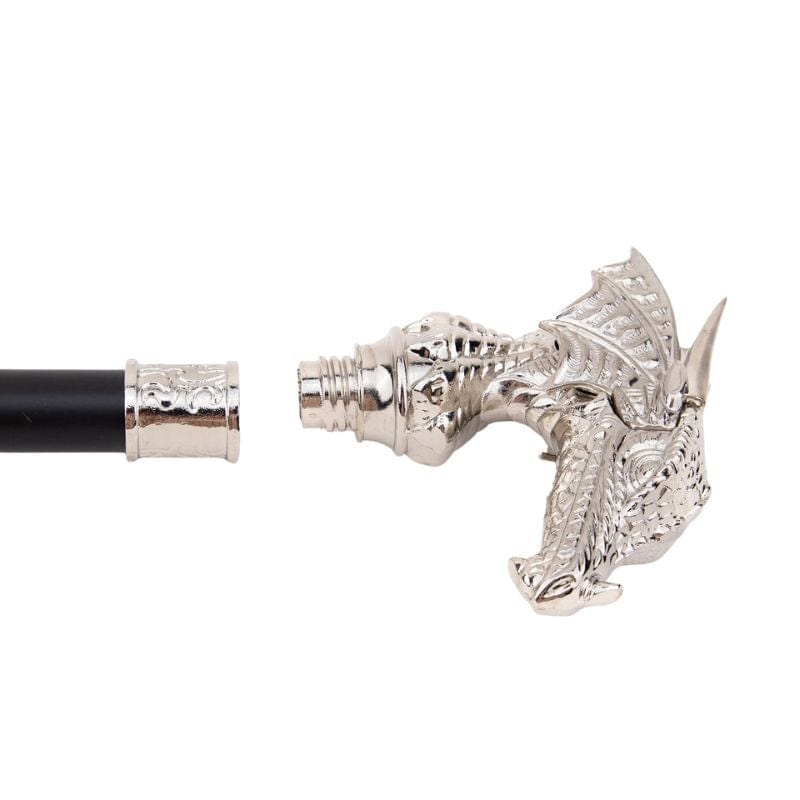 Canne Pommeau Dragon en Argent