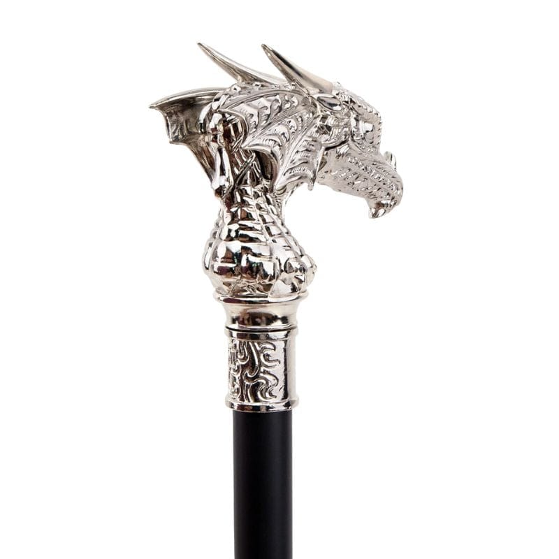 Canne Pommeau Dragon en Argent
