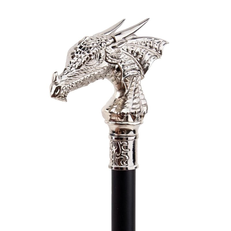 Canne Pommeau Dragon en Argent