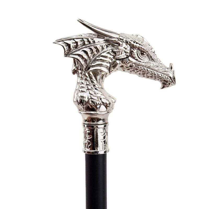 Canne Pommeau Dragon en Argent
